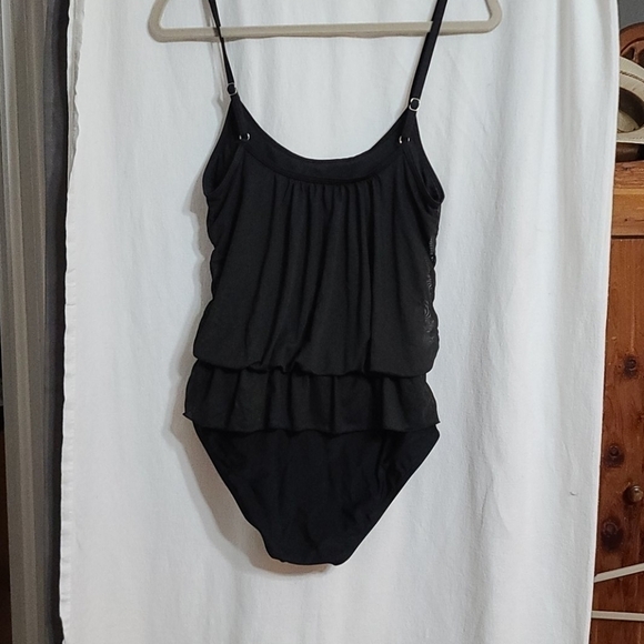 Black blouson layered swimsuit size S - Picture 3 of 8